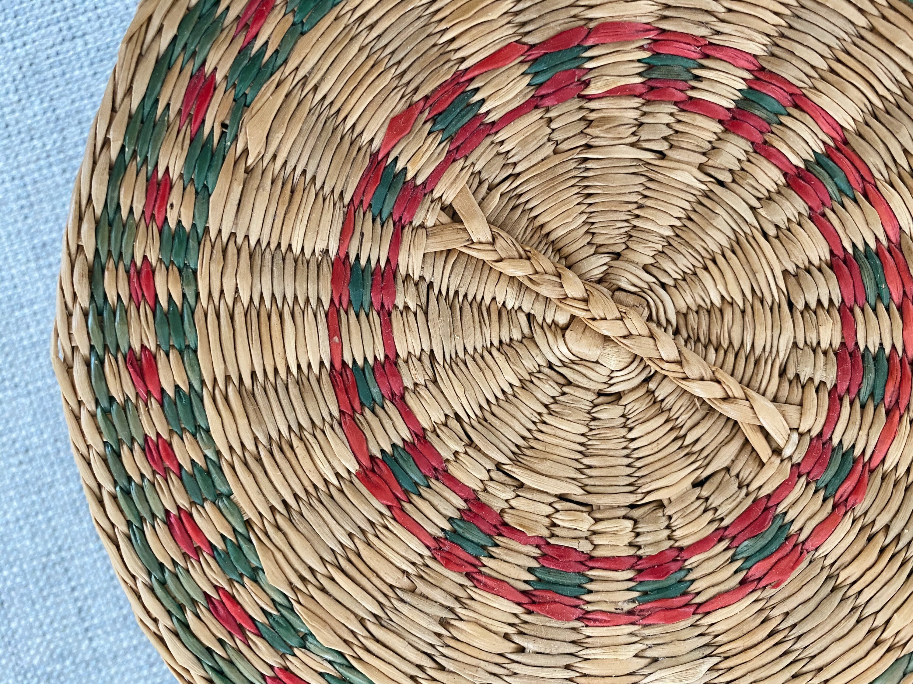 Vintage Handwoven Round Tortilla Basket with Lid Red and Etsy