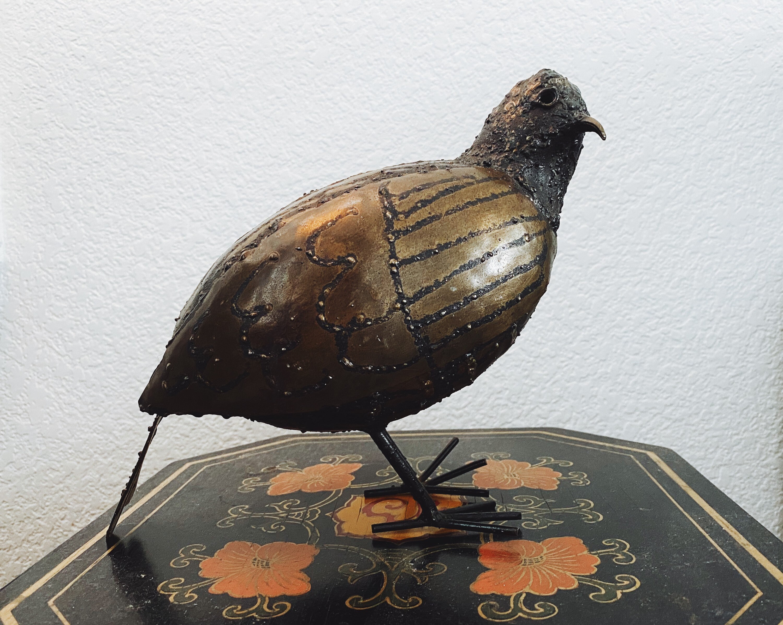 Vintage Metal Arts Quail Statue Handcrafted Rustic Style Etsy