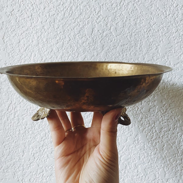 Vintage Brass Vase/Vessel with Feet (Made in India)