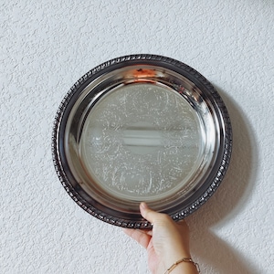 Vintage Round Silver Plate Tray