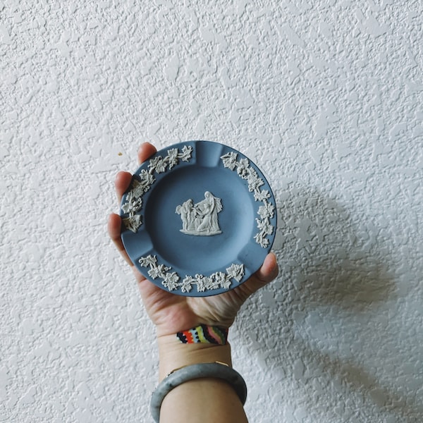 Vintage Blue Wedgewood Jasperware Small Ashtray - Perfect for Incense too