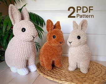 Crochet Pattern Bunny Rabbit (little + big) 2 PDF Tutorial Easter decor