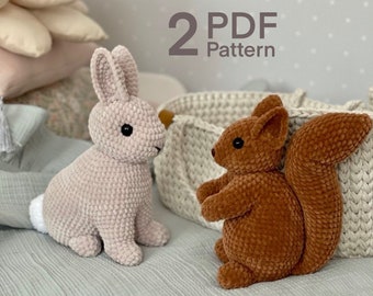 Crochet Pattern big Bunny and Squirrel 2 PDF