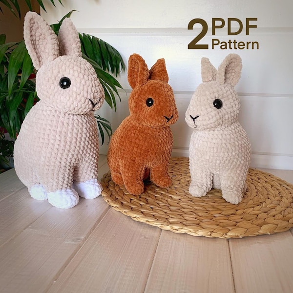 Crochet Pattern Bunny Rabbit (little + big) 2 PDF Tutorial Easter decor