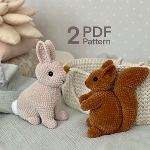 Crochet Pattern big Bunny and Squirrel 2 PDF