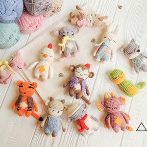 Crochet pattern &quot;12 Chinese Zodiac animals&quot;, PDF modern crochet, crochet animals, Christmas pattern, zodiac signs pattern