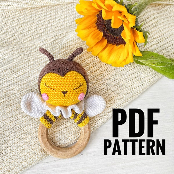 Crochet rattle pattern, Crochet bee pattern, Baby crochet pattern, Amigurumi bee pattern