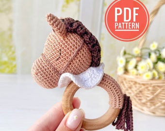 Crochet horse rattle pattern, Amigurumi horse, Cute crochet animal pattern