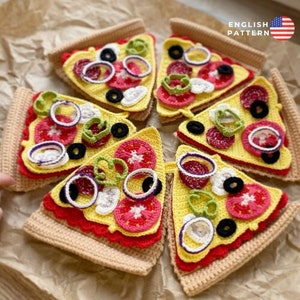 Crochet ENGLISH Pattern Pizza, Amigurumi Pizza Tutorials, Play Food Tutorials