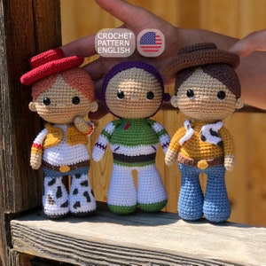 Crochet ENGLISH Patterns Dolls SET 3 in 1,  Amigurumi Cute Dolls Tutorials PDF