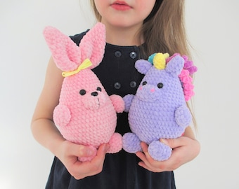 EASY Crochet Pattern 2 in 1 - bunny and unicorn, Easter Crochet Pattern, Amigurumi tutorial, valentine's day gift, DIY rabbit (in Eng)