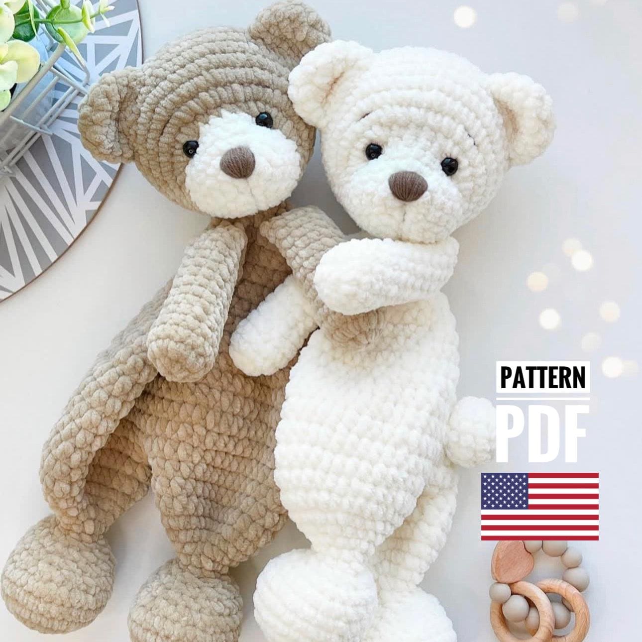Crochet pattern for a sleeping toy bear.