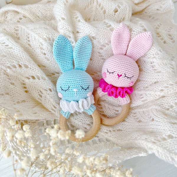 Bunny crochet rattle baby toy pattern PDF