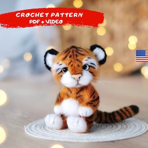Crochet pattern tiger , crochet animal , tiger stuffed animal pattern gifts for tiger lovers , amigurumi pattern tiger king .