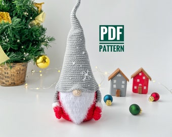 Crochet pattern Christmas gnome, Amigurumi Santa gnome pattern, Crochet holiday gnome