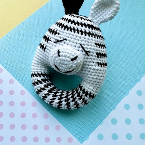 Crochet Rattle Teething Toy Zebra Pattern Easy Tutorial Animal Crochet ...