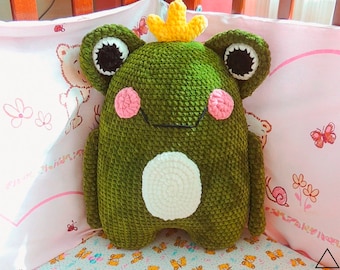 Frog amigurumi crochet pattern, Frog plush pattern, cute Frog crochet pattern, boho Nordic Frog pillow crochet pattern