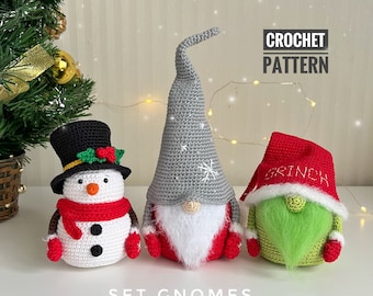 Crochet patterns Christmas gnomes, Crochet holiday gnome, Gnome amigurumi pattern, Crochet elf