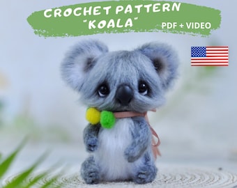 Patron au crochet Koala, Patron amigurumi au crochet, Patron koala australien, Petit koala, Bricolage animal australien, tutoriel amigurumi