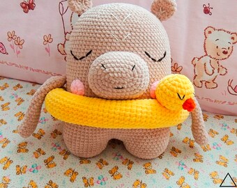 Hippo amigurumi crochet pattern, Hippo plush pattern, cute hippo crochet pattern, hippo pillow crochet pattern, amigurumi hippo PDF pattern