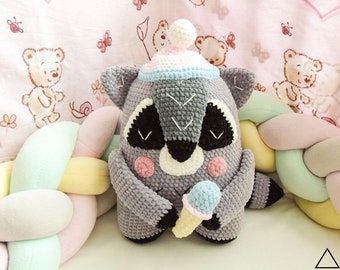 Raccoon amigurumi crochet pattern, Raccoon plush pattern, cute raccoon crochet pattern, Raccoon crochet Nordic pattern, amigurumi raccoon