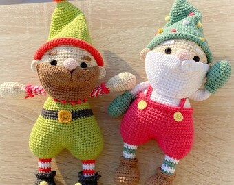 Gehäkelter Weihnachtsmann und Nikolaushelfer Amigurumi ENGLISCH Häkelanleitung, Amigurumi Weihnachten PDF Puppen