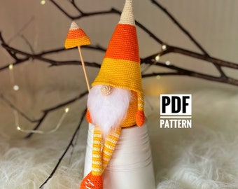 Halloween crochet patterns gnome and candy, Halloween gnome crochet pattern, Crochet Halloween amigurumi pattern, Crochet Halloween decor