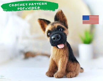 Crochet Pattern German shepherd, Dog Crochet Pattern, Puppy Crochet Pattern, DIY German shepherd dog, Dog Pattern, Crochet figurine Dog