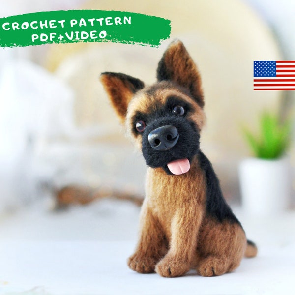 Crochet Pattern German shepherd, Dog Crochet Pattern, Puppy Crochet Pattern, DIY German shepherd dog, Dog Pattern, Crochet figurine Dog