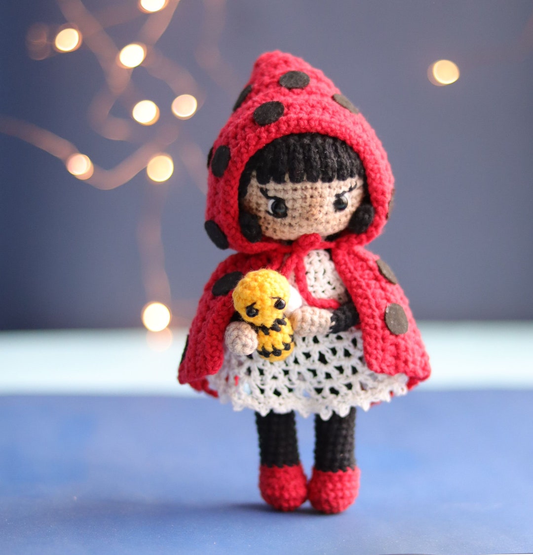 Crochet Pattern Ladybug Amigurumi Little Red Riding Hood Doll Stuffed ...