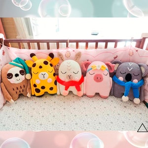 Crochet pattern &quot;Sleepy pillows 2&quot; (sloth, giraffe, lama/alpaca, pig, koala), PDF modern crochet, boho crochet home decor, crochet animals