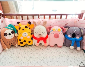 Crochet pattern &quot;Sleepy pillows 2&quot; (sloth, giraffe, lama/alpaca, pig, koala), PDF modern crochet, boho crochet home decor, crochet animals