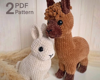 Crochet Pattern Bunny Rabbit and Alpaca Llama 2 PDF Tutorial Easter decor