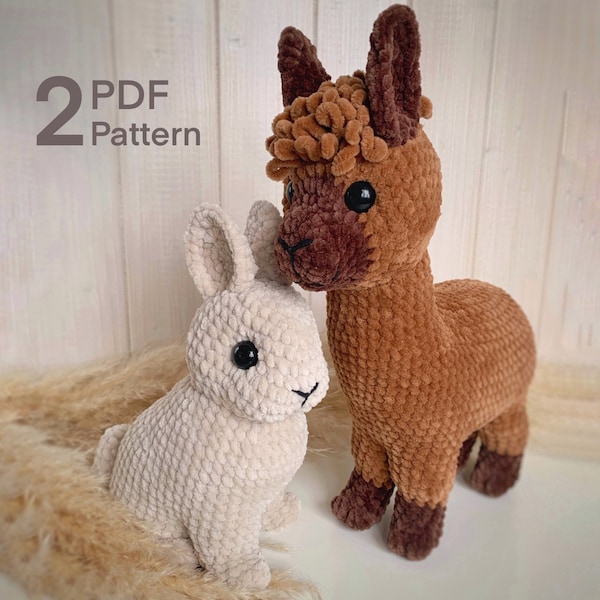 Crochet Pattern Bunny Rabbit and Alpaca Llama 2 PDF Tutorial Easter decor