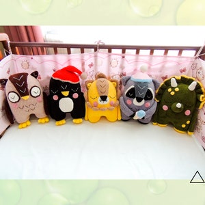 Crochet pattern "Sleepy pillows 4" (owl,penguin,lion,raccoon,dinosaur), PDF modern crochet, boho crochet home decor, crochet animals
