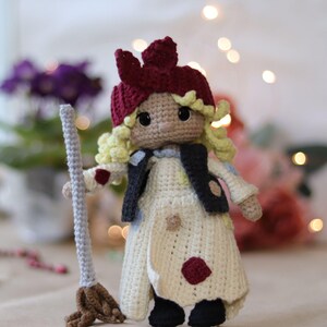 Witch crochet pattern amigurumi old witch doll toy witcher on a broom pattern English PDF image 2