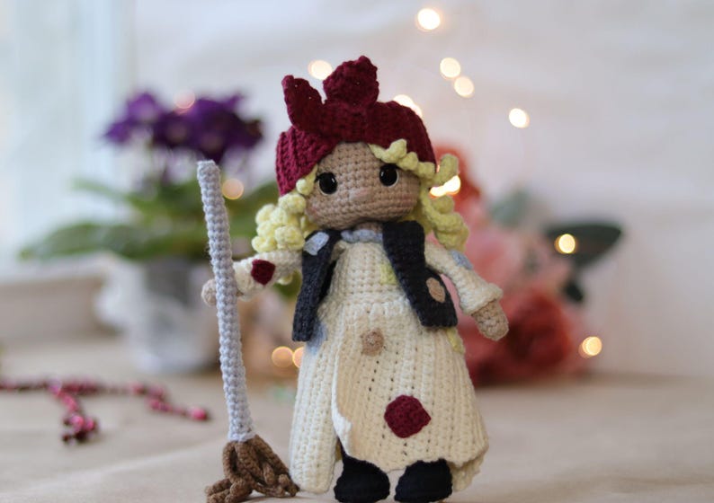 Witch crochet pattern amigurumi old witch doll toy witcher on a broom pattern English PDF image 2