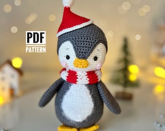 Penguin crochet pattern PDF, Amigurumi penguin pattern, Crochet Christmas pattern