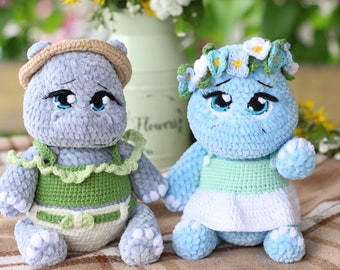Crochet pattern “Dinosaur and Hippo", Pattern in English
