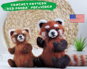 Red Panda CROCHET PATTERN,  Amigurumi red panda tutorial, Rainforest animal pdf, Diy red panda, lesser panda pattern, Crochet animal pattern