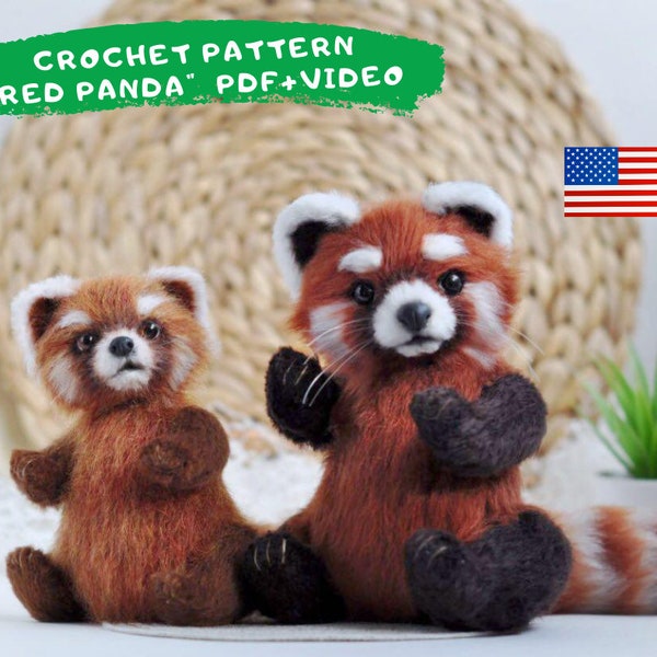 Red Panda CROCHET PATTERN,  Amigurumi red panda tutorial, Rainforest animal pdf, Diy red panda, lesser panda pattern, Crochet animal pattern