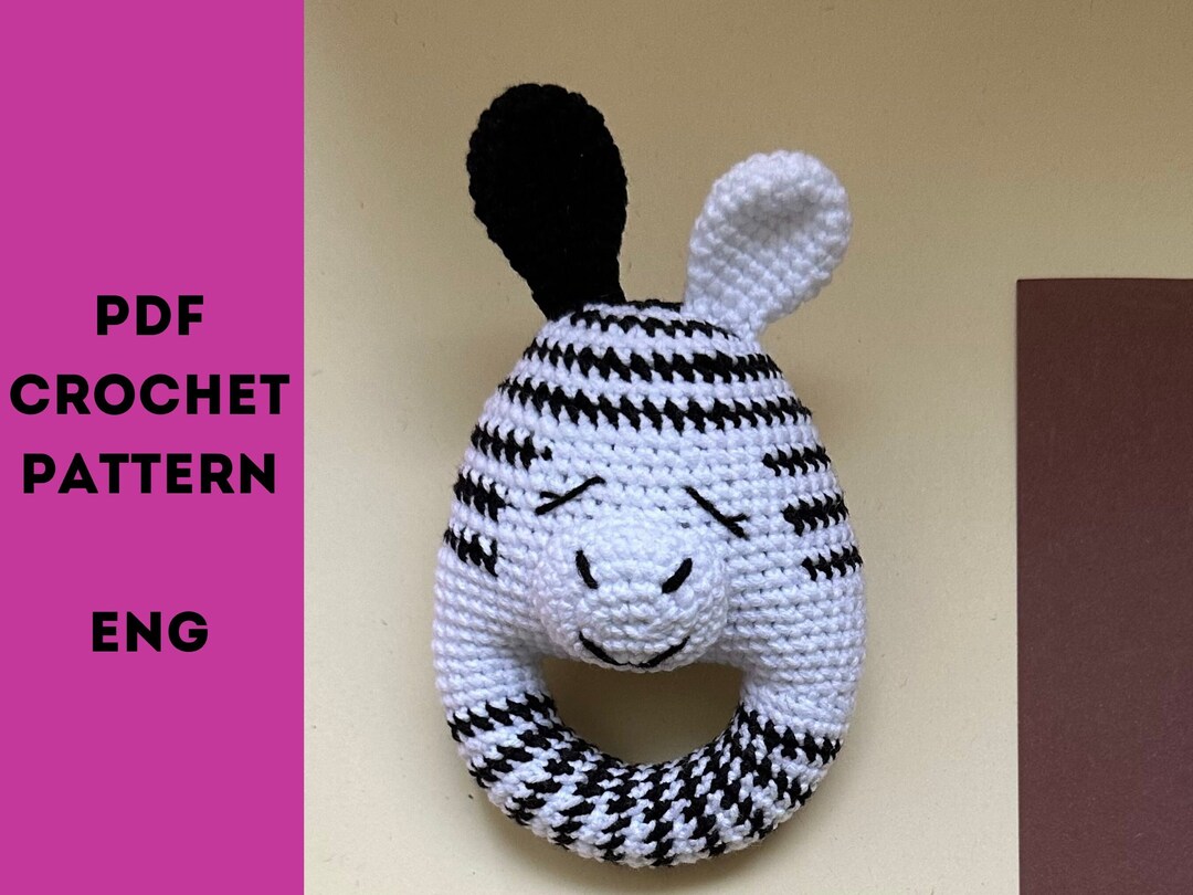 Crochet Rattle Teething Toy Zebra Pattern Easy Tutorial Animal Crochet ...