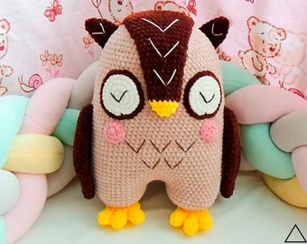 Owl amigurumi crochet pattern, Owl plush pattern, cute Owl crochet pattern, Owl pillow crochet Nordic pattern, amigurumi owl PDF pattern