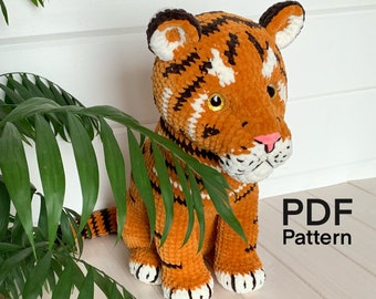 Crochet Animal Pattern Tiger Amigurumi English pattern PDF Tutorial Toy Stuffed Plushies toy