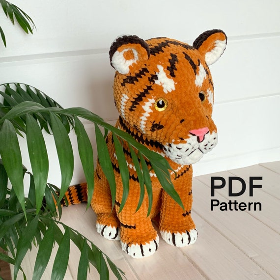 Crochet Animal Pattern Tiger Amigurumi English pattern PDF Tutorial Toy Stuffed Plushies toy