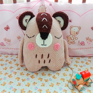 Bear amigurumi crochet pattern, Bear plush pattern, cute Bear crochet pattern, boho Nordic Bear pillow crochet pattern