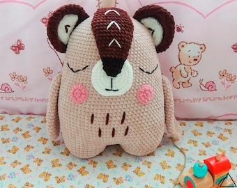 Bear amigurumi crochet pattern, Bear plush pattern, cute Bear crochet pattern, boho Nordic Bear pillow crochet pattern