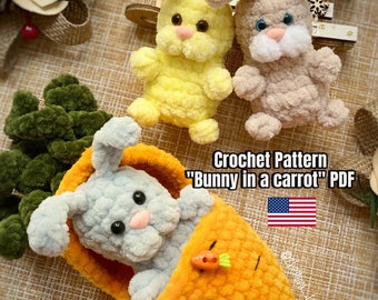 Crochet Pattern Bunny in a carrot