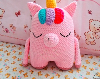 Unicorn amigurumi crochet pattern, unicorn plush pattern, cute unicorn crochet pattern, unicorn pillow crochet pattern, unicorn PDF pattern