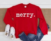 Merry Sweatshirt, Christmas Sweatshirt, Holiday Sweatshirt, Typewriter Merry Sweatshirt, Merry Christmas Sweater, Christmas Gift